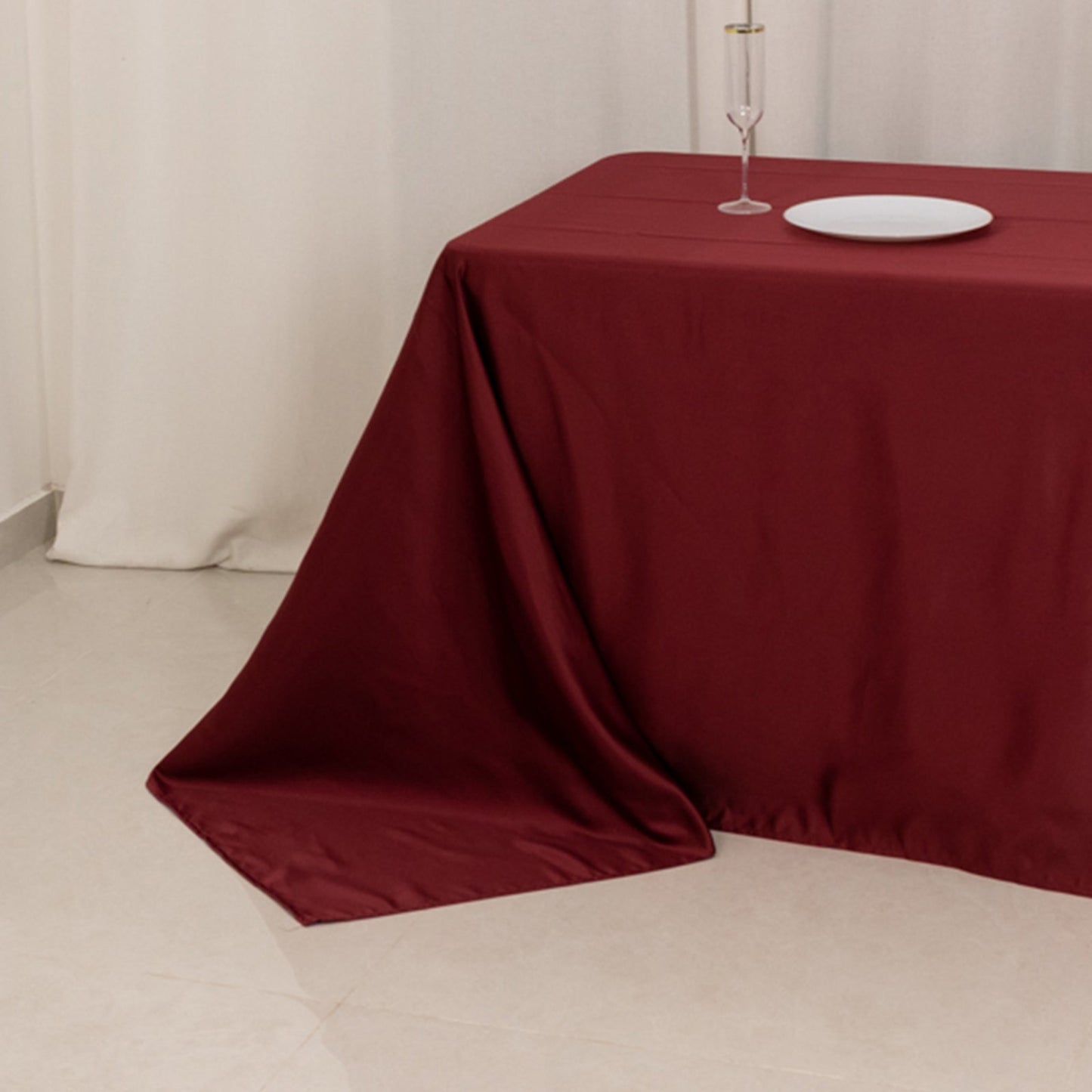 Lamour Satin 90"x156" Rectangle Tablecloth Burgundy - Luxurious, Soft Seamless Table Cover