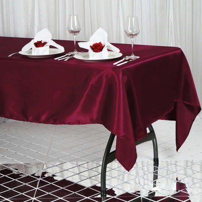 Satin Rectangular 60"x102" Tablecloth Burgundy - Smooth and Lustrous Table Cover