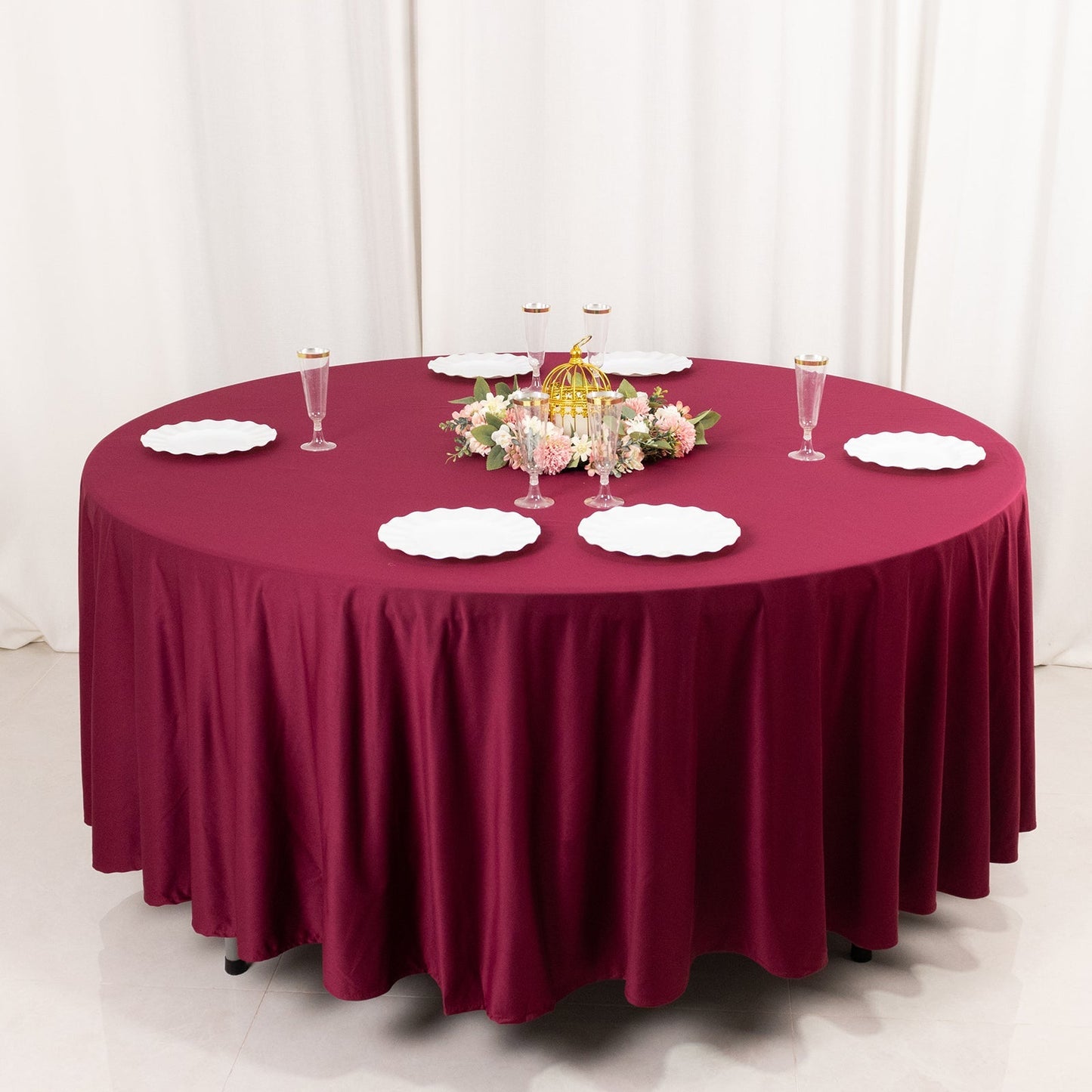 Scuba Round 108" Tablecloth Burgundy - Wrinkle Free & Stain Resistant Table Cover