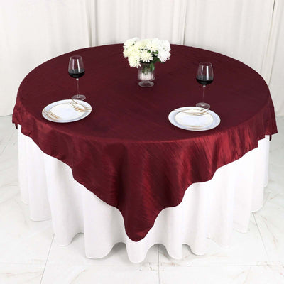 Taffeta 72"x72" Table Overlay Square Tablecloth Burgundy - Accordion Crinkle Table Cover