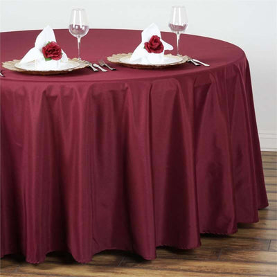 Polyester 108" Round Tablecloth Burgundy - Wrinkle-Resistant Table Cover