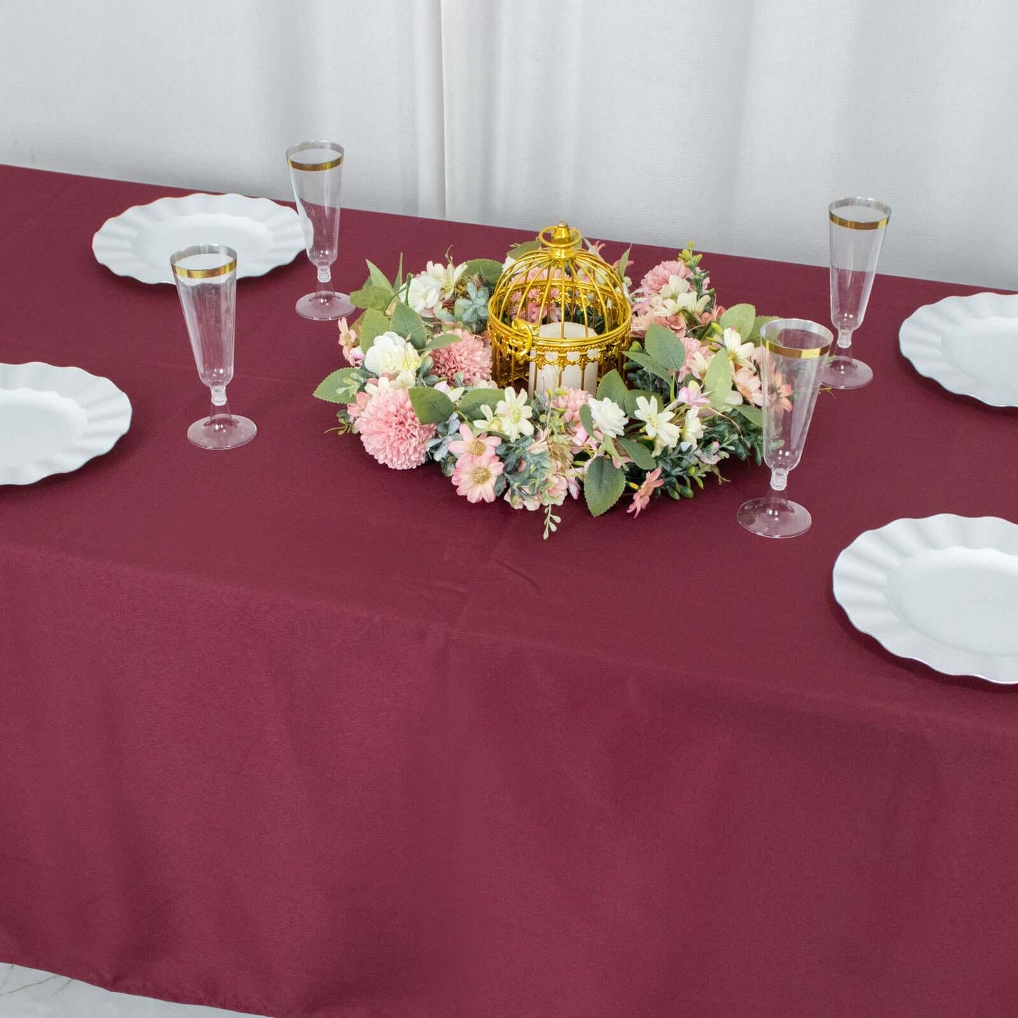 Premium Polyester 60"x102" Rectangle Tablecloth Burgundy - Durable 220GSM Wrinkle-Resistant Table Cover