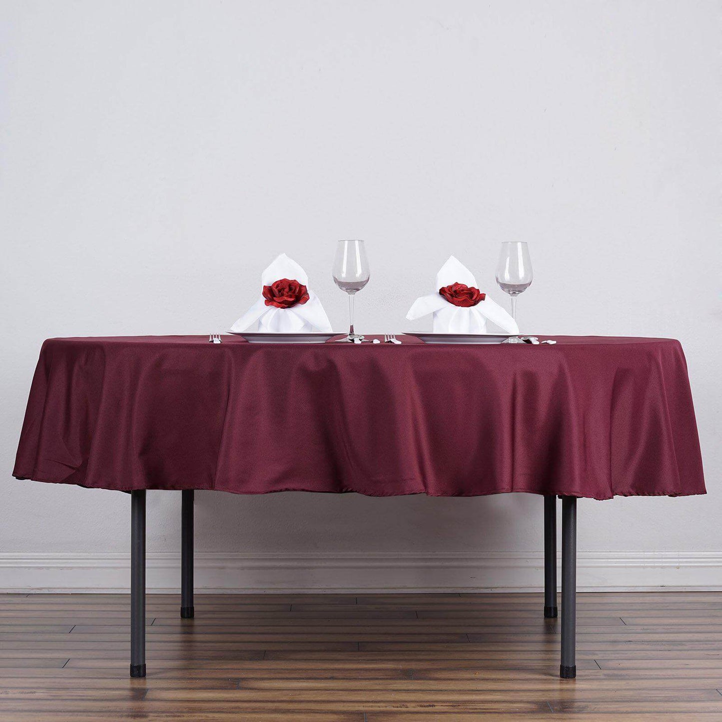 Polyester 90" Round Tablecloth Burgundy - Stain & Wrinkle-Resistant Table Cover