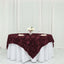 Satin 72"x72" Table Overlay Square Tablecloth Burgundy - 3D Rosette Table Cover