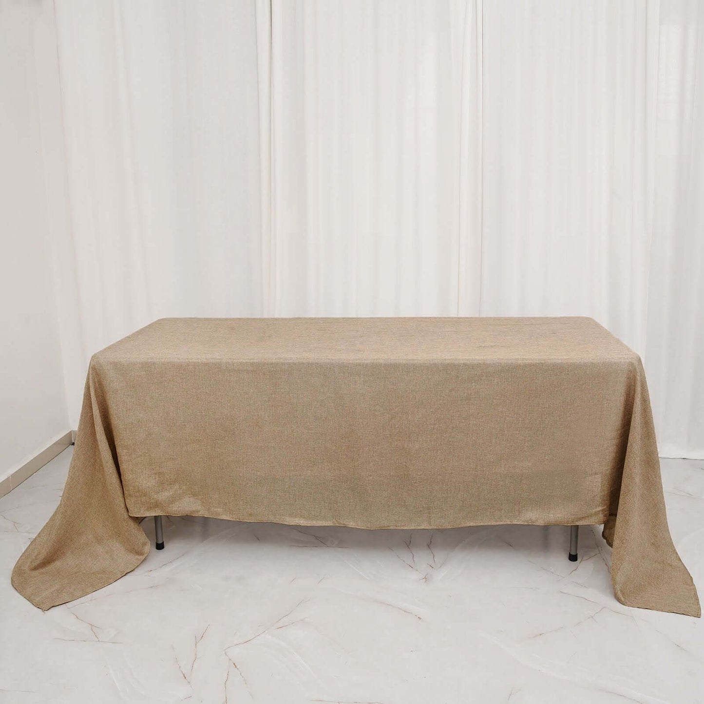Faux Burlap Jute 60"x102" Rectangle Tablecloth Natural - Rustic Event Table Linen