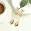 5 Pack Gold Metal Butterfly Handle Dessert Spoons in Clear Top Black Gift Box, Pre-Packed Mini Espresso Coffee Spoons Wedding Souvenir Gift with Thank You Tag and Ribbon - 4"