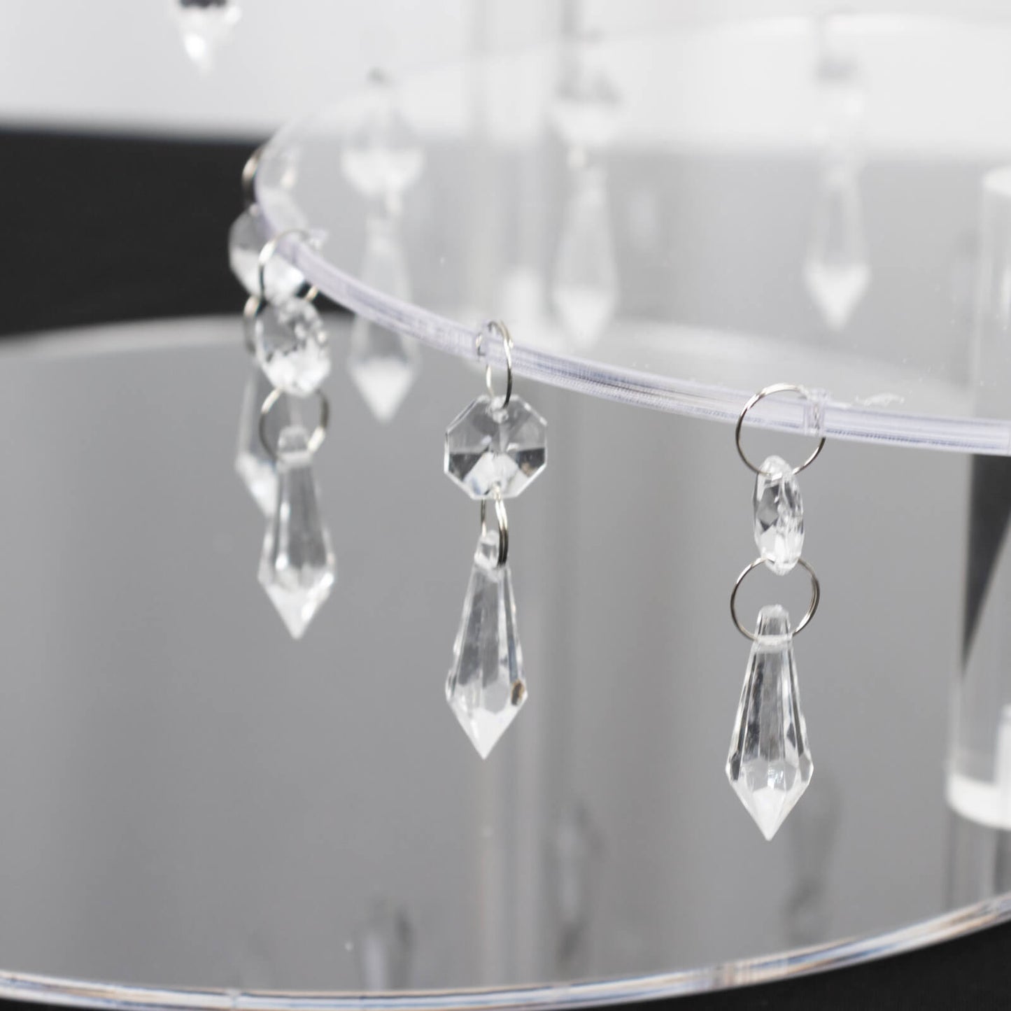 3-Tier Acrylic Cake Stand Clear with Hanging Crystal Pendants â€“ Dessert Display for Weddings & Parties