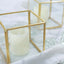 3-Pack Glass Tealight Votive Candle Holders Square Cube Design Clear with Gold Metal Frame - Stackable 3"