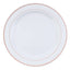10-Pack Plastic Dinner Plates White with TrÃ¨s Chic Rose Gold Rim - Perfect Disposable Party Plates 10"