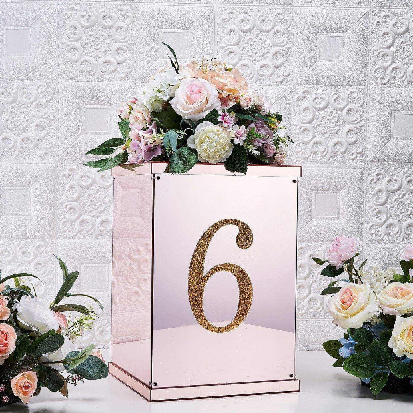 Decorative Rhinestone Number "6" Stickers, Glitter Adhesive Craft Numbers Gold DIY Sparkle Embellishments 8"