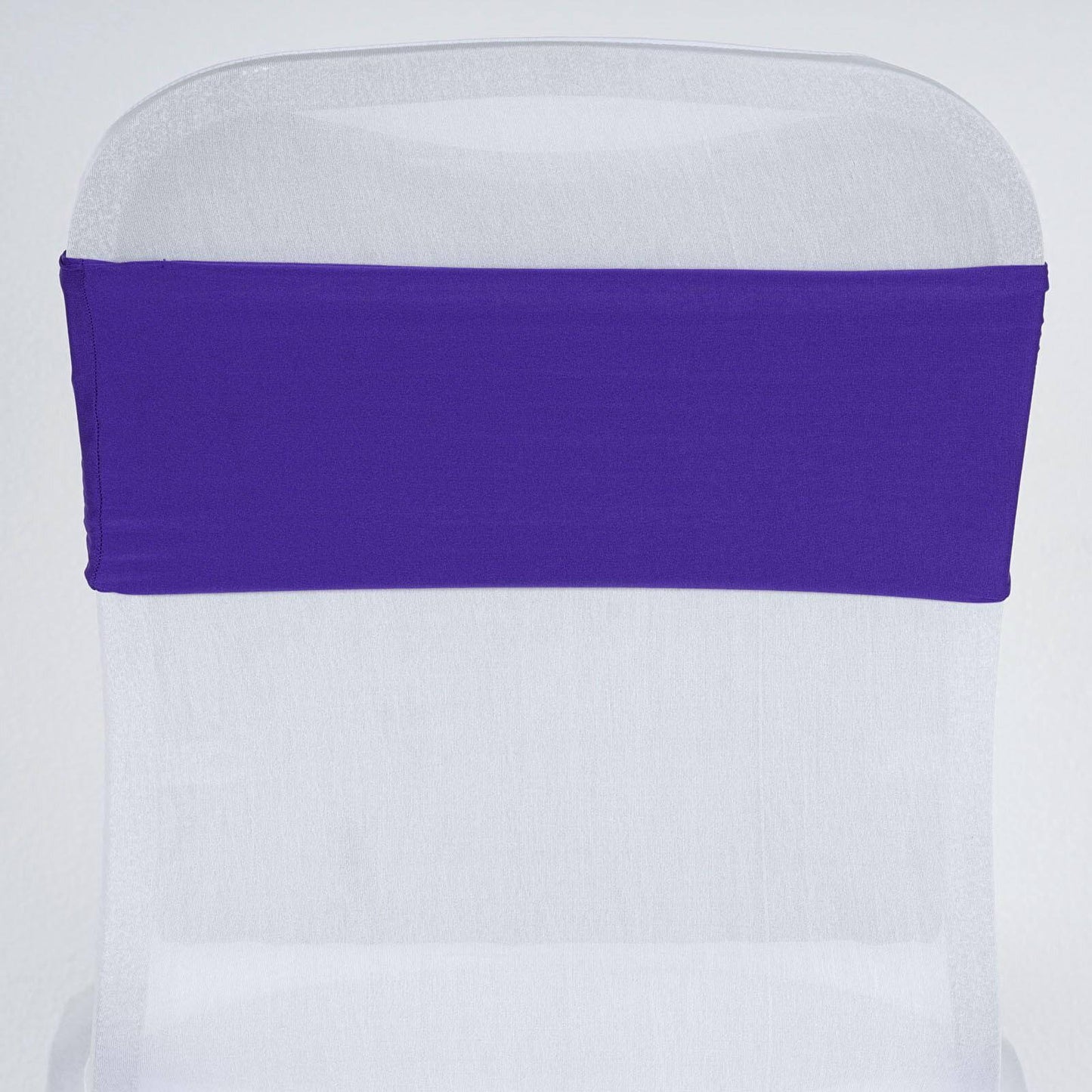 5 Pack Stretch Spandex Chair Sashes Purple - Fitted Finish Two Ply Heavy Duty Chair Bands 5"x12"