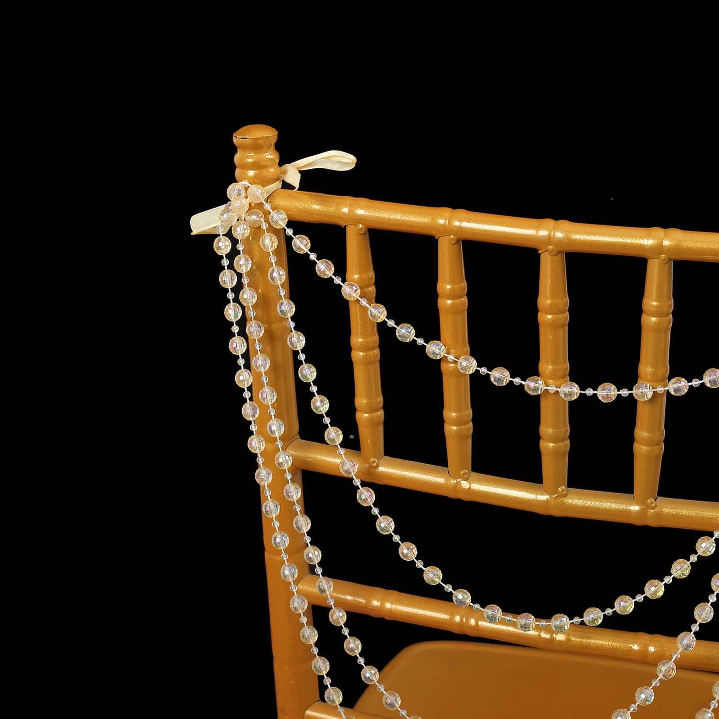 Faux Pearl Beaded 16" Chair Back Garland Sash Amber Gatsby-Inspired Style - Pre-Tied Chic Wedding Decor for Chiavari Chairs