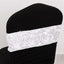 5 Pack Satin Spandex Chair Sashes White - Exquisite Rosette Design Stretch Chair Bands 6"x14"