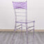 5 Pack Stretch Spandex Chair Sashes Lavender Lilac - Reusable Chair Bands with Silver Diamond Ring Slide Buckle 5"x14"