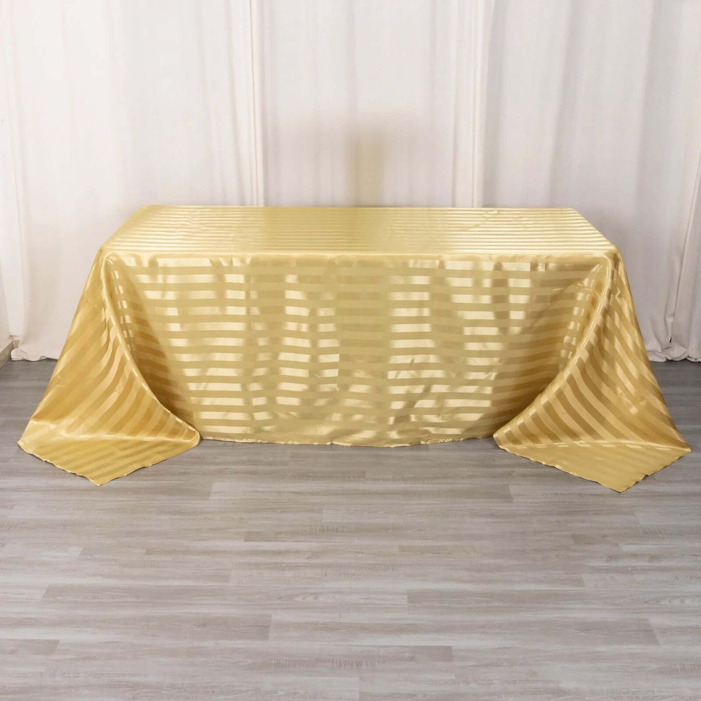 Satin Striped 90"x132" Rectangular Tablecloth Champagne - Seamless Silky Smooth Table Cover