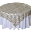 Lace 72"x72" Table Overlay Square Tablecloth Champagne - Satin Sequin Floral Embroidered Design for Special Events