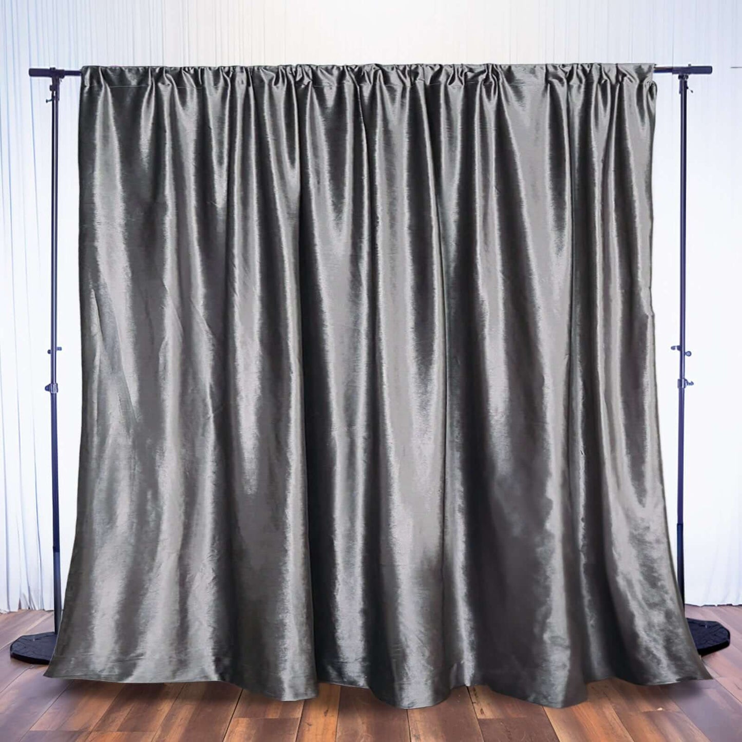 Charcoal Gray Crushed Velvet Backdrop Curtain â€“ 8ft x 8ft Event Drape with Rod Pocket, Privacy Panel for Photo Booths & Events