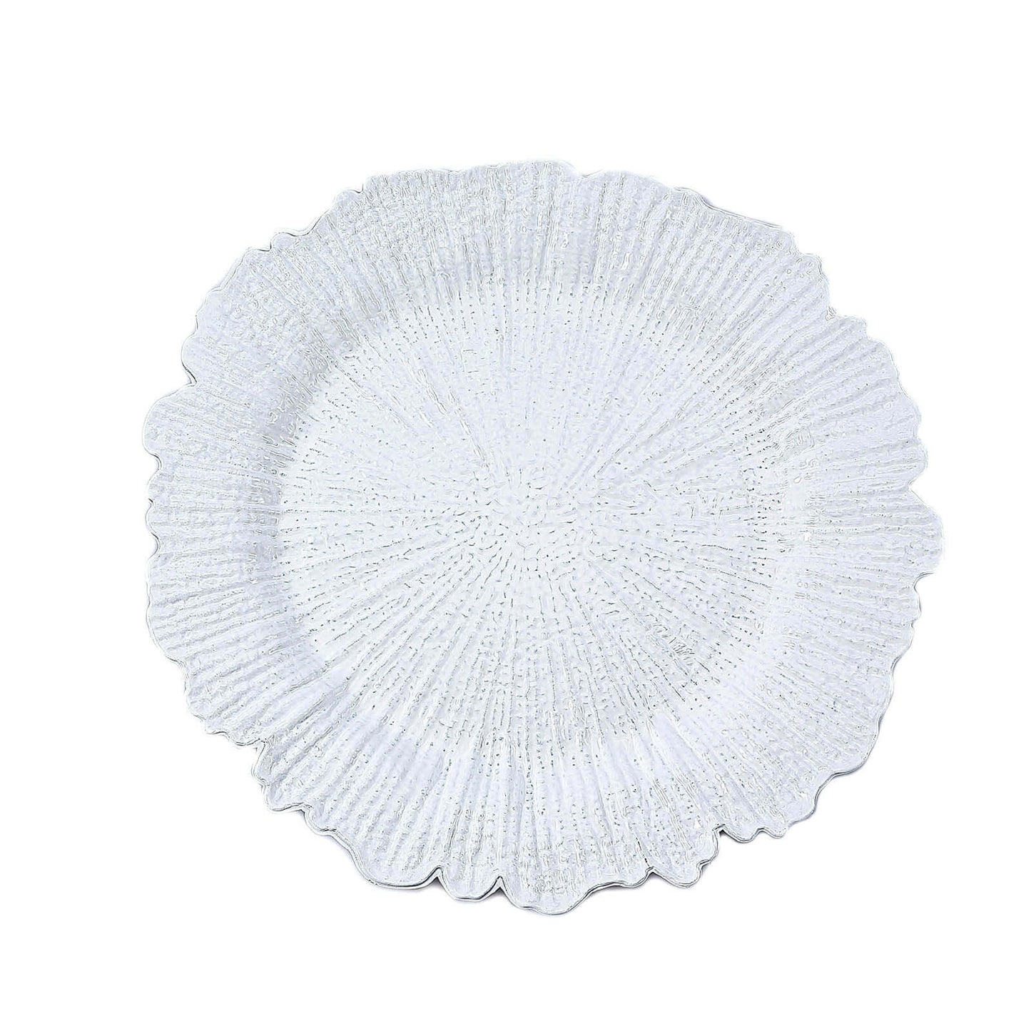 6-Pack Acrylic Plastic Round Charger Plates 13" in White with Reef Design, Classy Dinner Party Charger Tableware