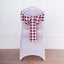 5 Pack Polyester Chair Sashes Burgundy/White Buffalo Plaid - Durable & Reusable Chair Bows 6"x108"