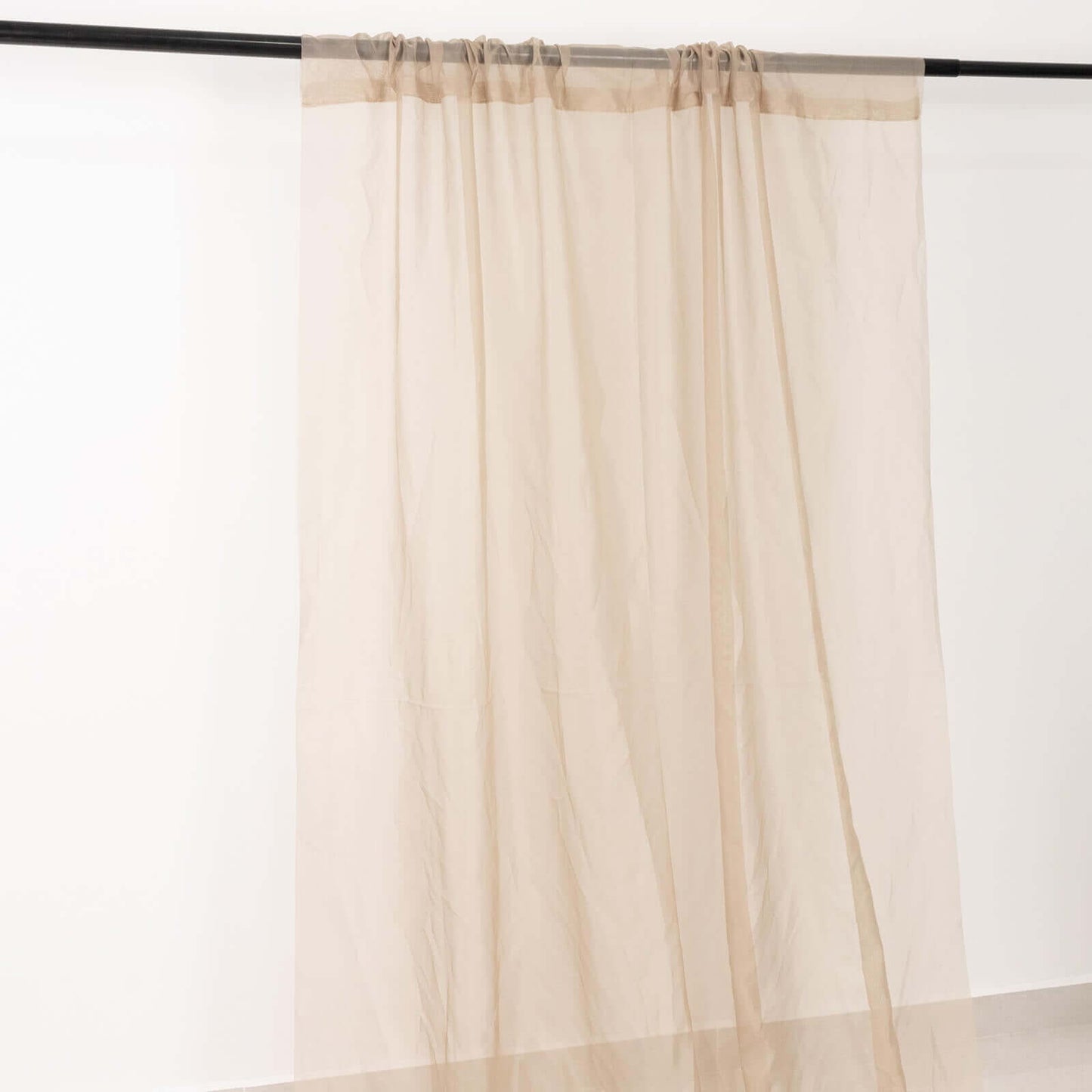 5ftx32ft Natural Chiffon Curtain Panel, Durable Flame Resistant Backdrop Ceiling Drapery With Rod Pocket