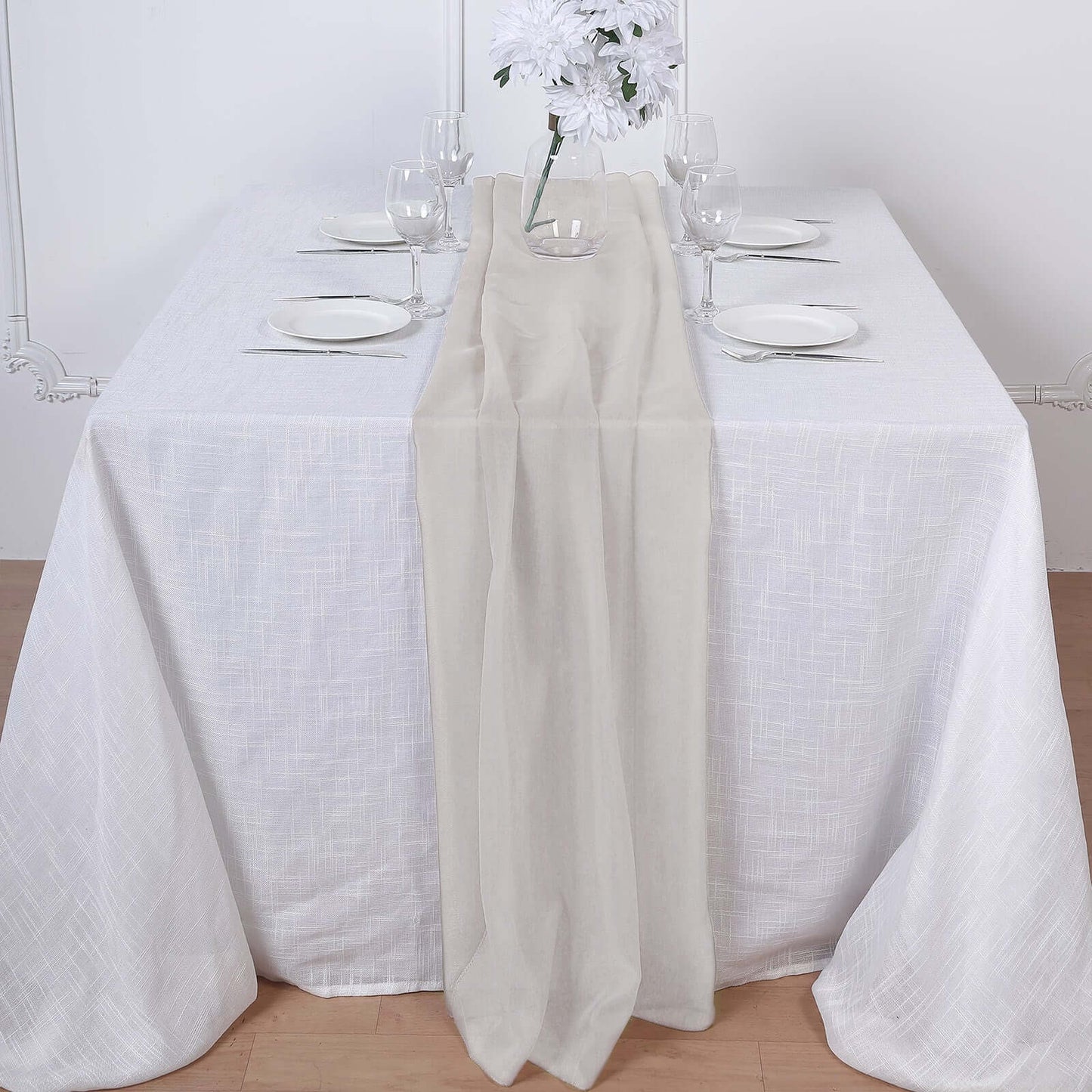 Chiffon 6ft Table Runner Beige - Flowy & Lightweight Table Decor