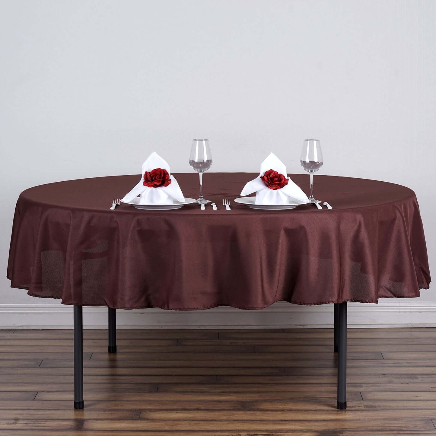 Polyester 70" Round Tablecloth Chocolate - Durable & Wrinkle-Resistant Table Cover