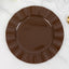 10-Pack Plastic 11" Round Dinner Plates in Cinnamon Brown Ruffled Rim with Gold Edging - Sturdy Disposable Dinnerware
