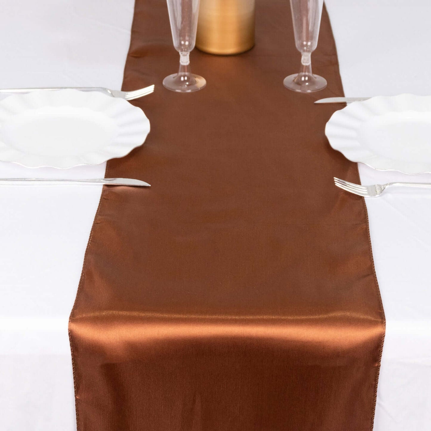 Satin 12"x108" Table Runner Cinnamon Brown - Stylish Table Linen