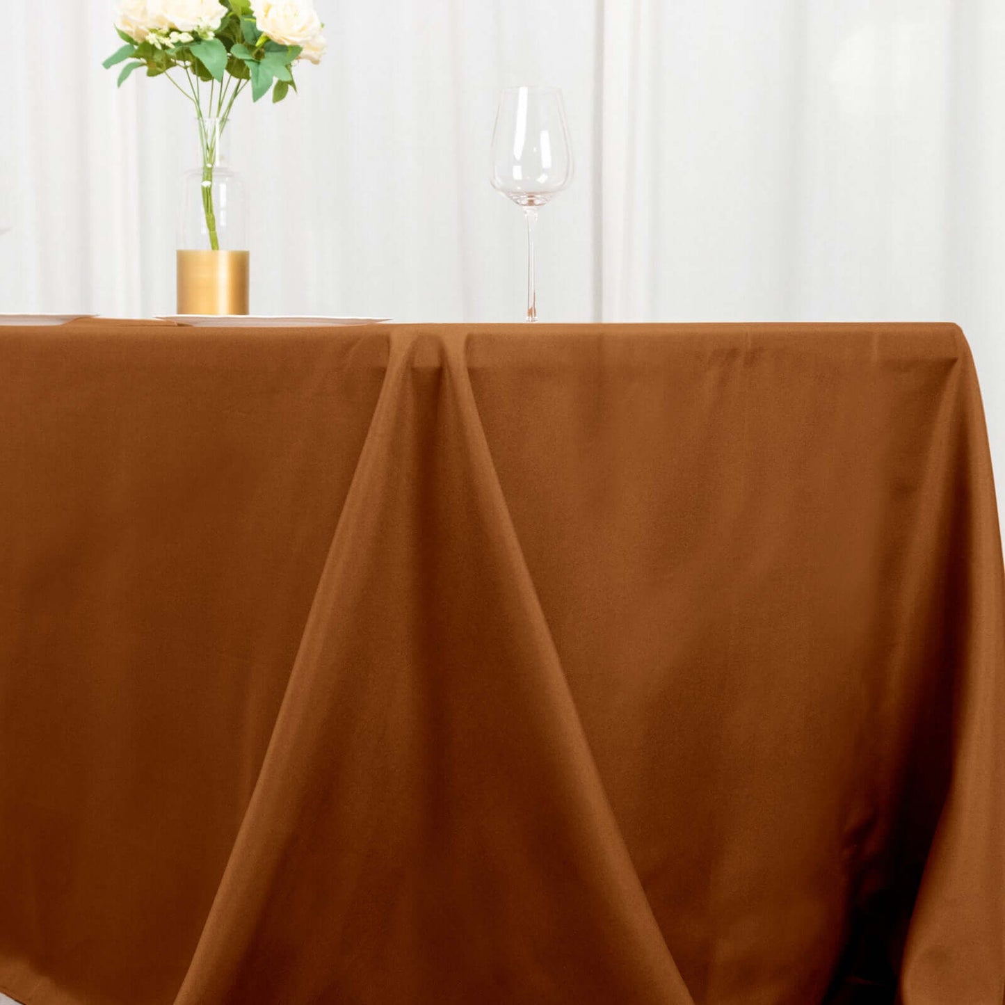 Polyester 72"x120" Rectangle Tablecloth Cinnamon Brown - Durable and Stylish Table Cover