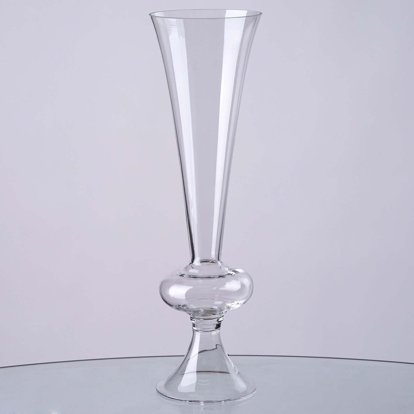 4-Pack Glass Trumpet Vases Crystal Ball Design Clear - Stylish Reversible Floral Centerpieces 15"