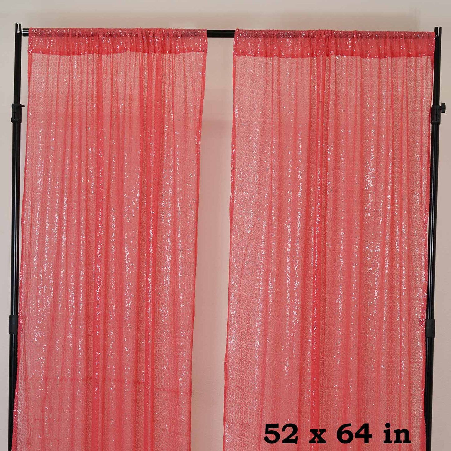 Pack of 2 52"x64â€ Coral Sequin Curtains With Rod Pocket Window Treatment Panels - Clearance SALE