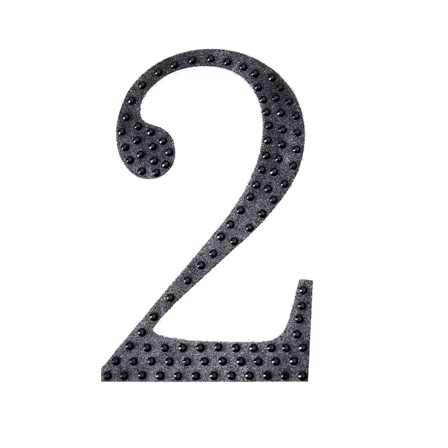 Decorative Rhinestone Number "2" Stickers, Glitter Adhesive Craft Numbers Black DIY Sparkle Embellishments 6"