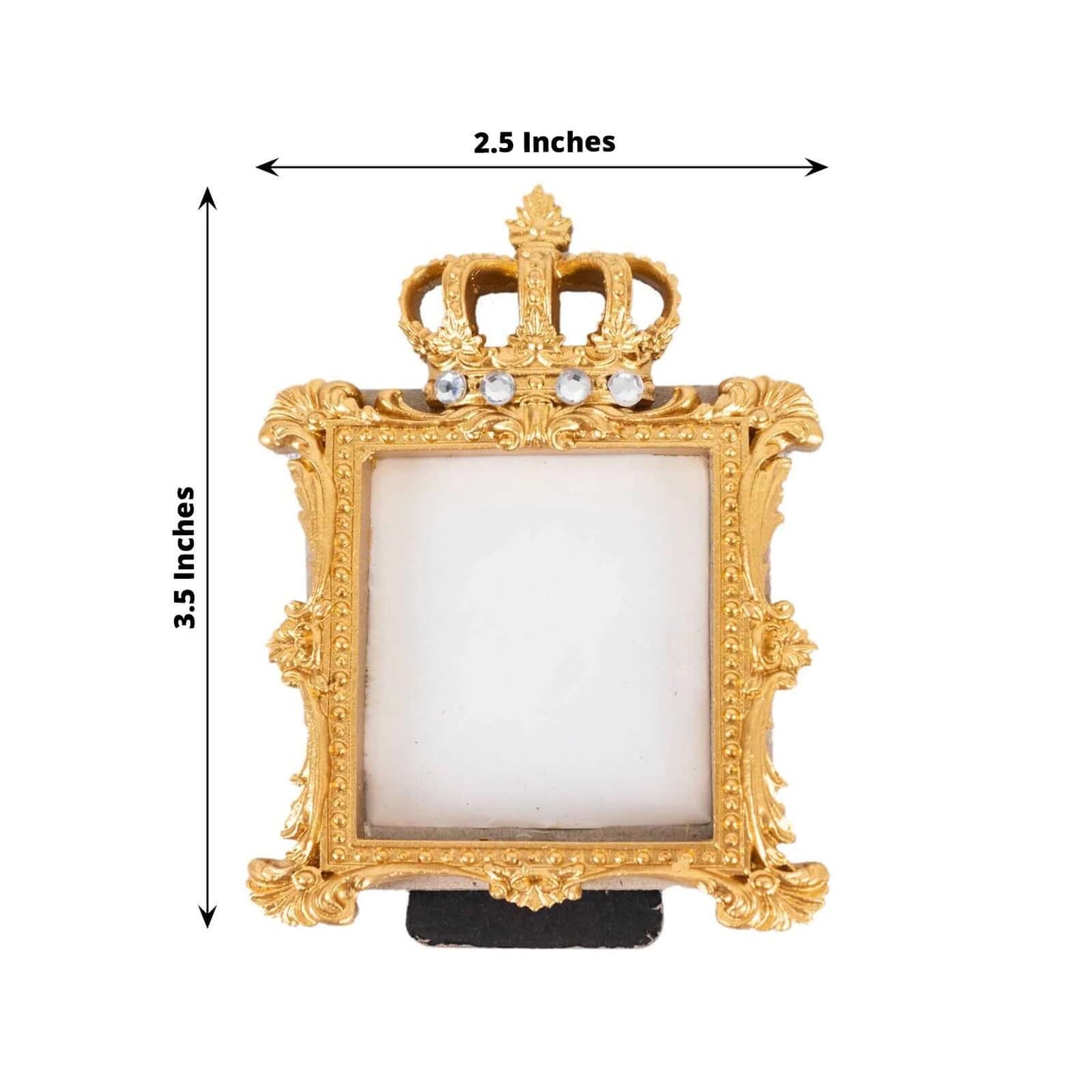 4-Pack Picture Frames Gold Resin Royal Crown Design Square - Baroque Wedding Place Card Holders & Party Favors 3.5"