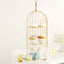 3-Tier Cupcake Cake Stand Bird Cage Design with Crystal Top Mirror Base - Serving Tray with Hanging Option 22"