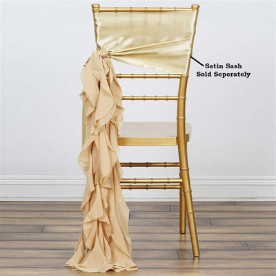Chiffon Chair Sash with Curly Design Champagne - Stylish Chair Decorations