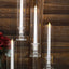 Set of 4 Crystal Glass Hurricane Taper Candle Holders, Decorative Tall Candle Stands Clear Cylinder Chimney Tubes 14", 18", 22", 26"