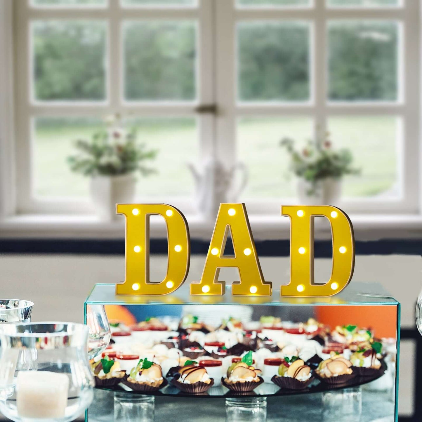 3D Marquee Letter "D" Warm White 6 LED Lights Gold - Chic Light-Up Decor for Events 6"