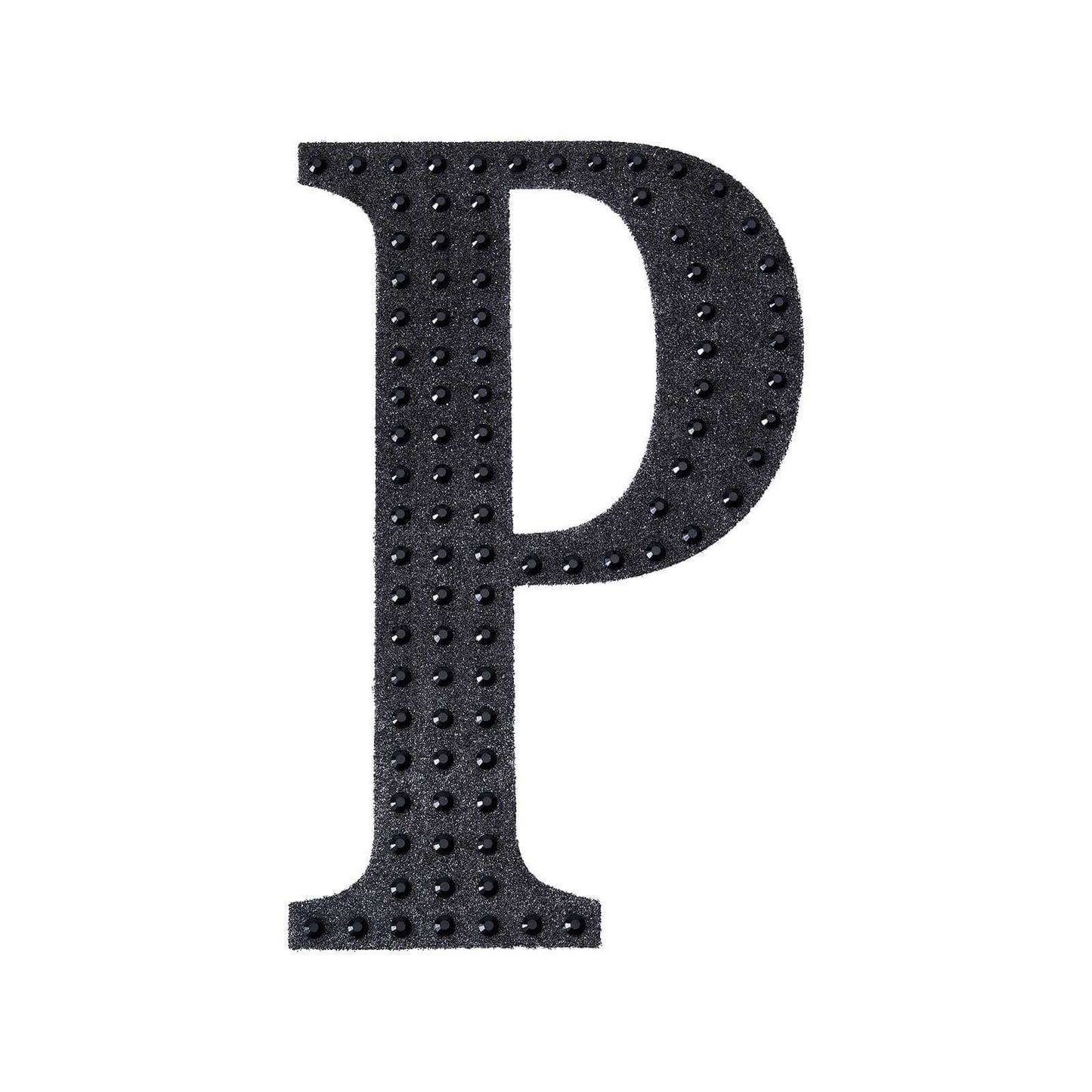 Decorative Rhinestone Alphabet "P" Letter Stickers, Glitter Adhesive Craft Letters Black DIY Sparkle Embellishments 4"