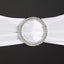 5 Pack Stretch Spandex Chair Sashes White - Classy Reusable Chair Bands with Silver Diamond Ring Slide Buckle 5"x14"