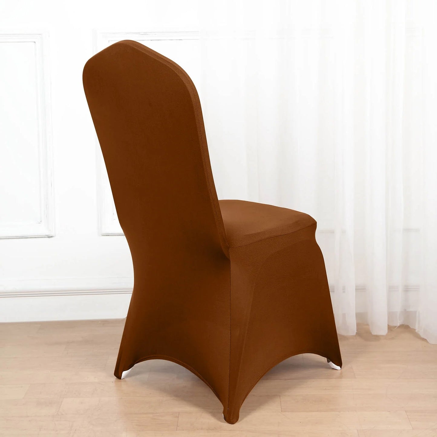 10 Pack Spandex Chair Covers for Banquet Chairs Cinnamon Brown - Durable Reusable Stretch Slip-On Covers