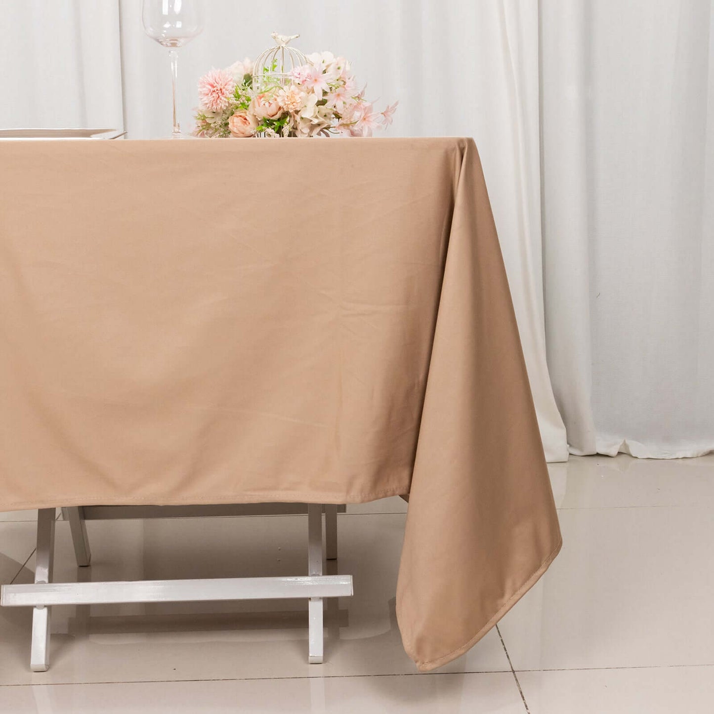 Scuba Square 70"x70" Tablecloth Nude - Wrinkle Free & Stain Resistant Table Cover