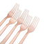 24-Pack Plastic Forks with Hammered Style Rose Gold - Heavy Duty Disposable Silverware 7"