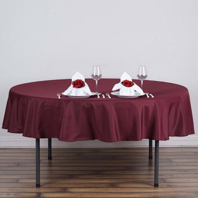 Polyester 70" Round Tablecloth Burgundy - Durable & Wrinkle-Resistant Table Cover