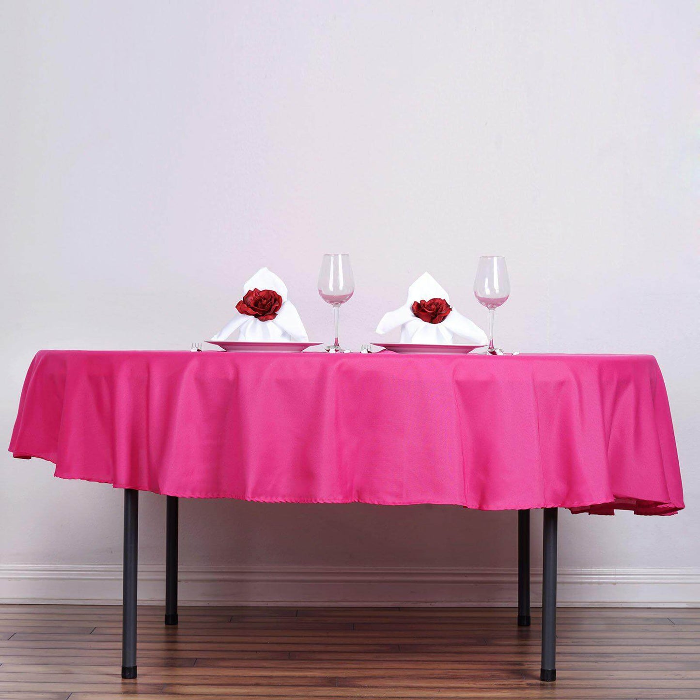 Polyester 90" Round Tablecloth Fuchsia - Stain & Wrinkle-Resistant Table Cover