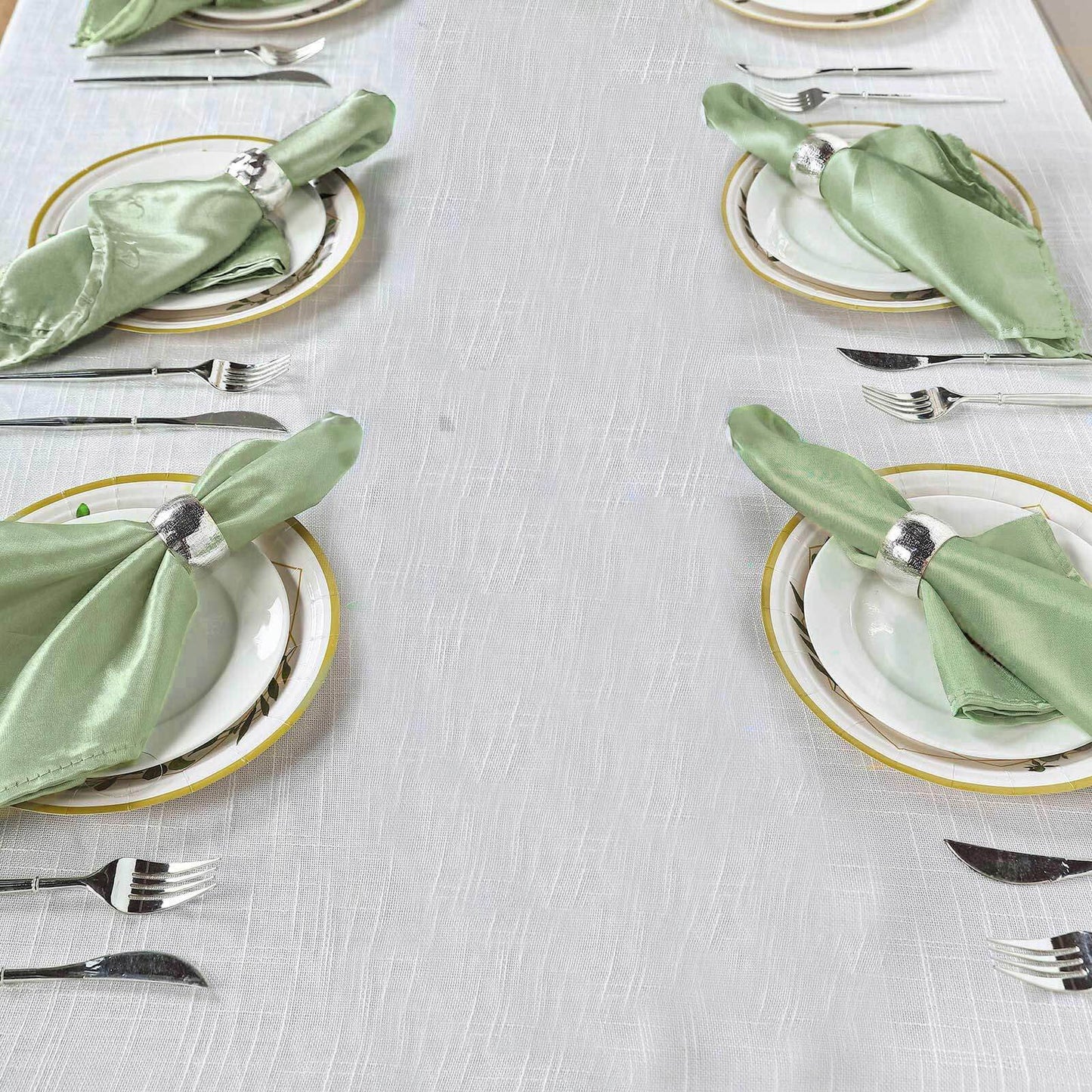 5 Pack Satin 20"x20" Napkins Sage Green - Luxurious Shine & Smooth Dinner Napkins