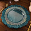 6-Pack Acrylic Plastic Round Charger Plates 13" in Peacock Teal with Reef Design, Dinner Charger Tableware