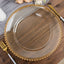 6-Pack Acrylic Round Charger Plates 13" in Clear Gold Glittered with Beaded Rim, Decorative Dinner Party Serving Plates