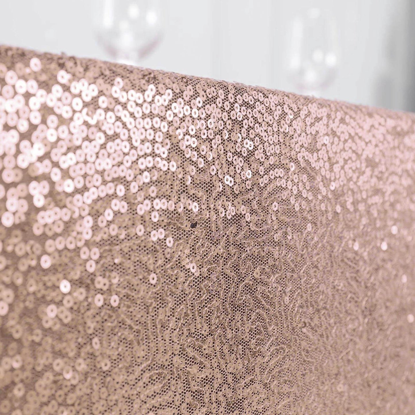 Sequin 90"x156" Rectangle Tablecloth Rose Gold - Seamless Twinkling Table Cover