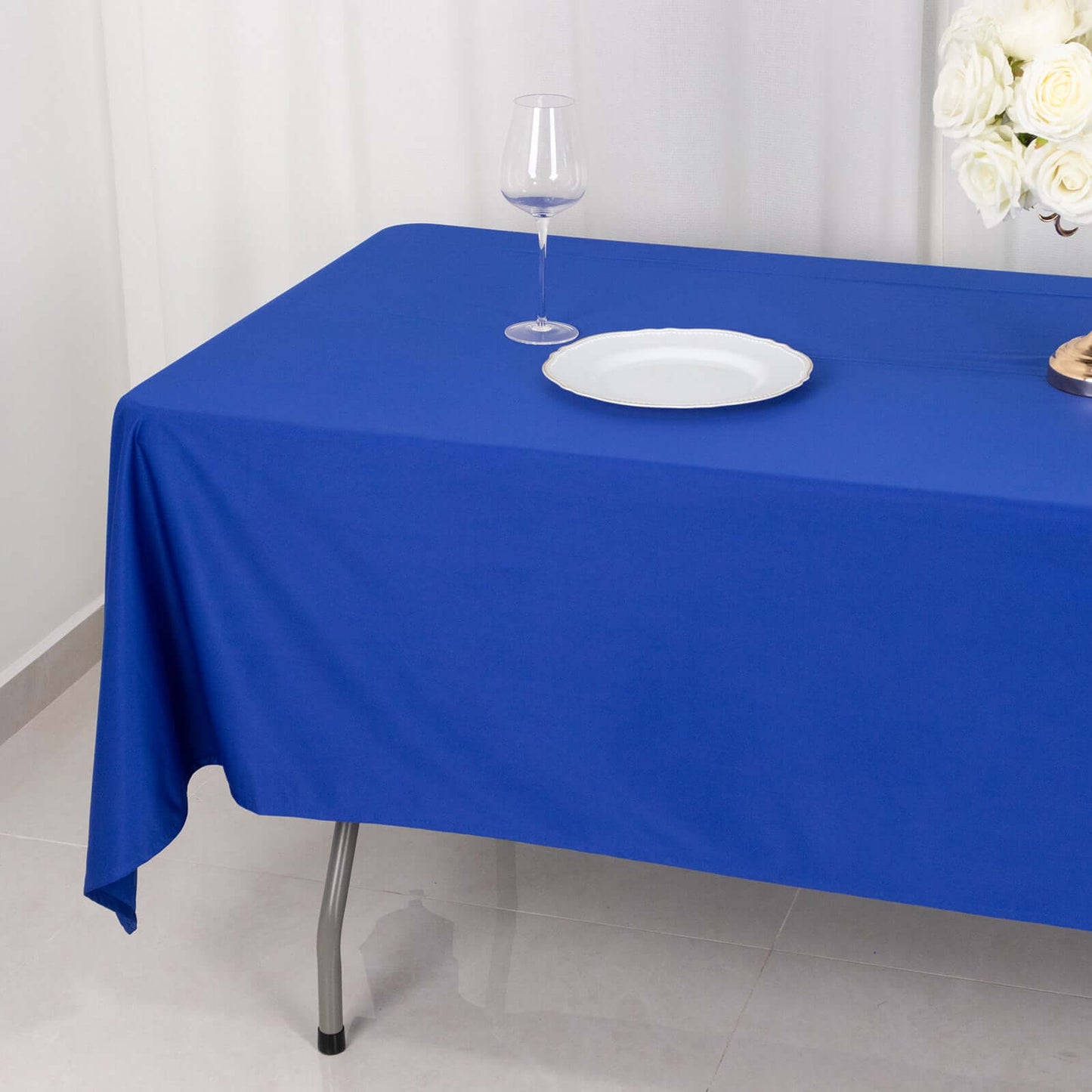 Scuba Rectangular 60"x102" Tablecloth Royal Blue - Wrinkle Free & Stain Resistant Table Cover