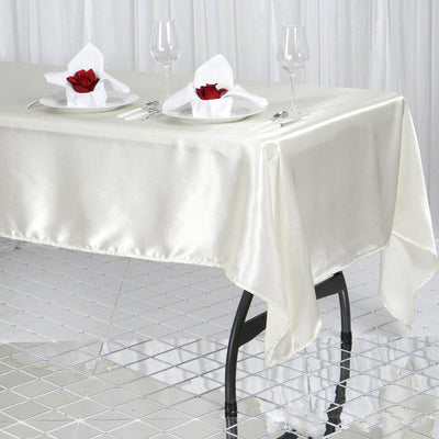 Satin Rectangular 60"x102" Tablecloth Ivory - Smooth and Lustrous Table Cover
